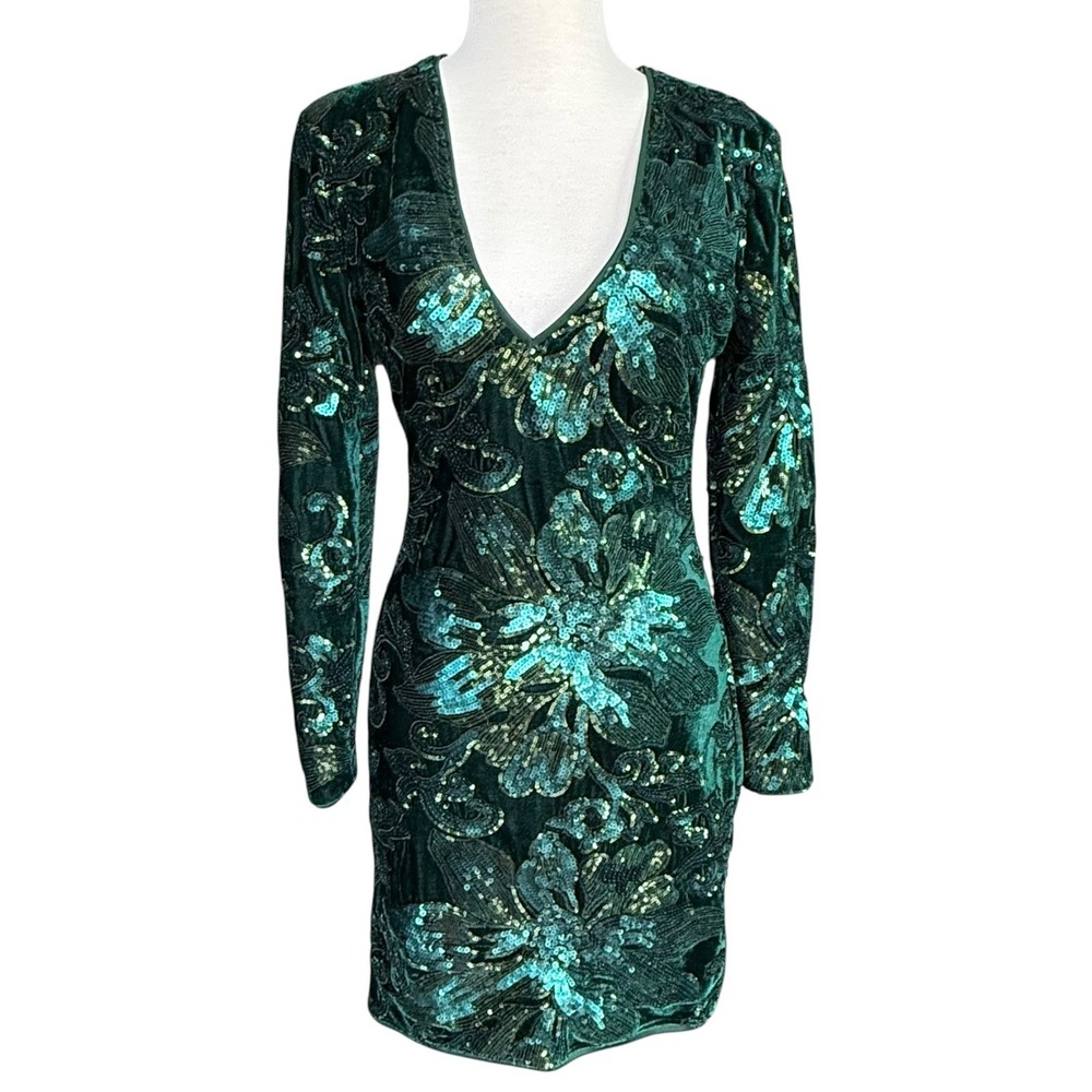 Forever 21 Sequin Bodycon Mini Dress Emerald Green Cocktail Party Holiday Small